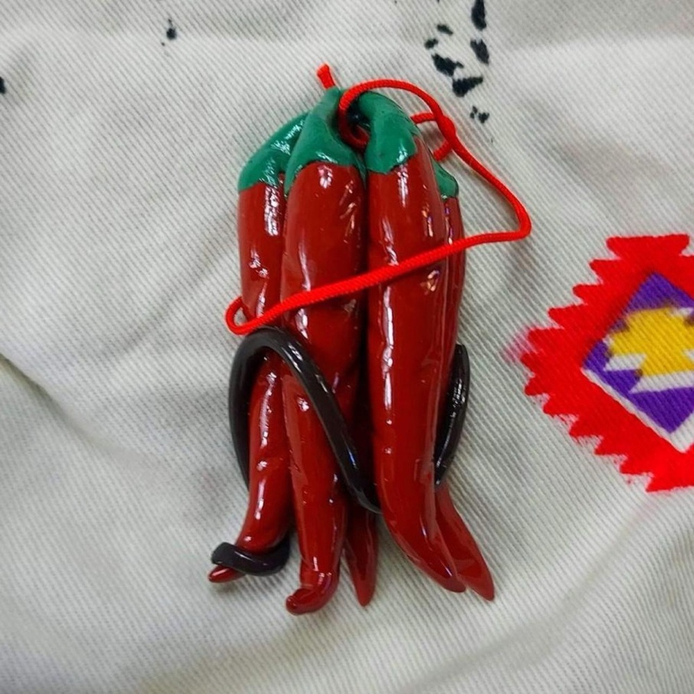 Vtg 1990s Chili Pepper Cluster Bundle Christmas Ornament Western Southwest Veg